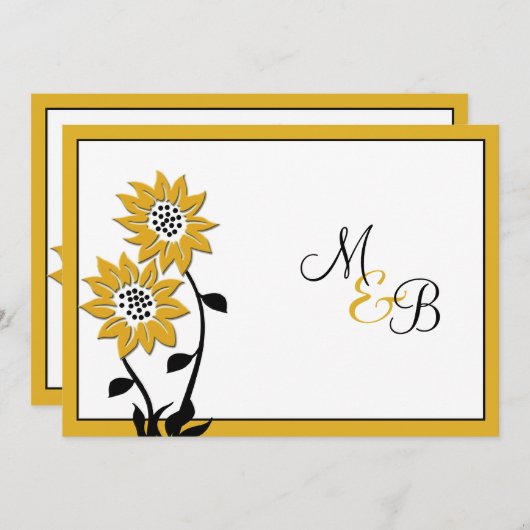 Fleurs de soleil simples Faire-part de mariage mon (Devant / Derrière)