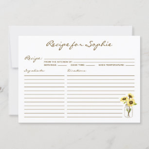 Fleurs de soleil sur Mason Jar Carte de recette pe