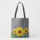 Fleurs de soleil sur sac fourre-tout motif d'échec (Devant)