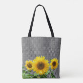 Fleurs de soleil sur sac fourre-tout motif d'échec (Dos)