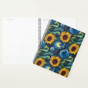Fleurs de soleil Van Gogh et nuit étoilée