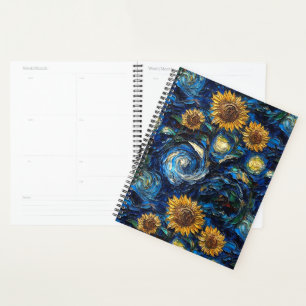 Fleurs de soleil Van Gogh et nuit étoilée