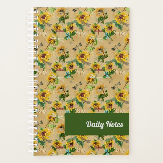 Fleurs de soleil vintages et libellules (Devant)