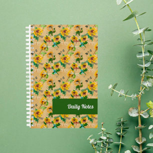 Fleurs de soleil vintages et libellules