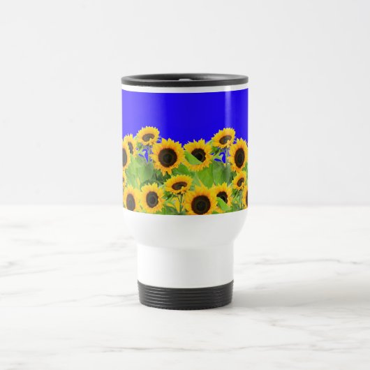 Fleurs de soleil Voyage Mug Ukraine Drapeaux coule (Centre)