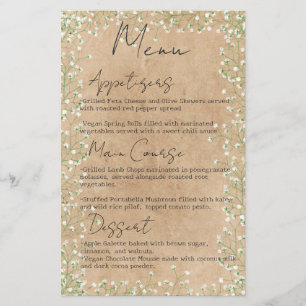 Fleurs de souffle du bébé Boho Rustique Menu Maria