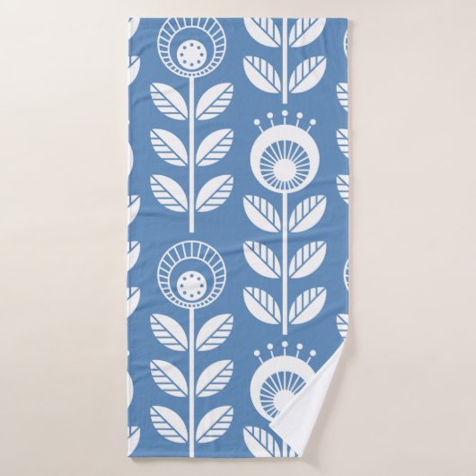 Fleurs de style folk scandinave - fleurs florales (Serviette de bain)