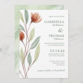 Fleurs de terre cuite Faire-part de mariage botani (Devant / Derrière)