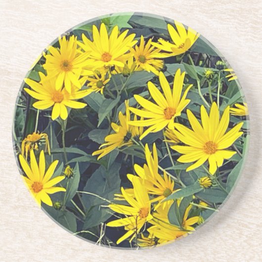Fleurs de Topinambour Dessous de Verre en Grès (Devant)