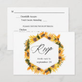 Fleurs de tournesol d'automne avec RSVP de repas (Devant / Derrière)