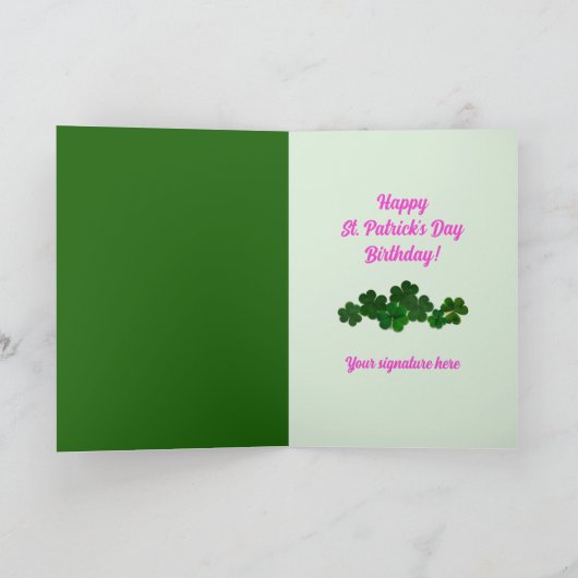 Fleurs de trèfle St. Patricks Day Carte d'annivers (Intérieur)
