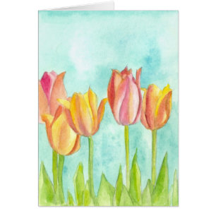 Fleurs de tulipe Aquarelle Ressort Jardin Blanc