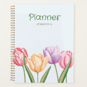 Fleurs de tulipes aquarelles colorées avec texte p