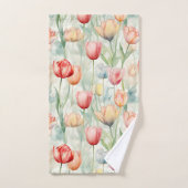 Fleurs de tulipes jaunes rouges de ferme Shower de (Serviette à main)