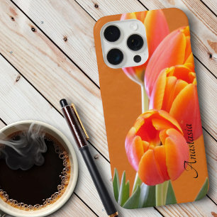 Fleurs de tulipes orange vibrant nom personnalisé