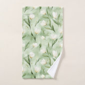 Fleurs de tulipes vertes blanches Shower de mariag (Serviette à main)