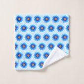 Fleurs de turquoise élégantes sur fond bleu clair (Gant de toilette)