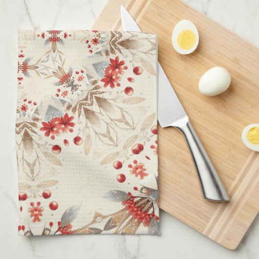 Fleurs de vacances modernes serviette de cuisine (Quart Plié)