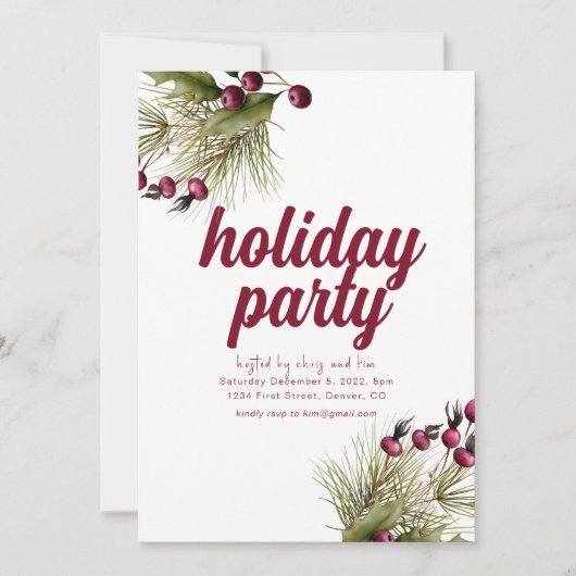 Fleurs de Vacances Verts Invitation Fête de Vacanc (Devant)