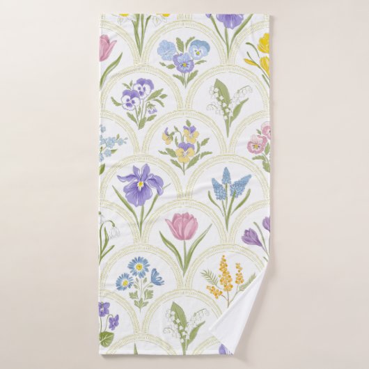 Fleurs de variété du jardin de printemps en médail (Serviette de bain)