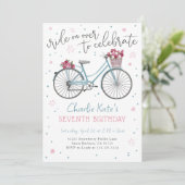 Fleurs de vélo Invitation d'anniversaire de fête (Debout devant)