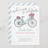 Fleurs de vélo Invitation d'anniversaire de fête (Devant / Derrière)