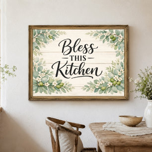 Fleurs de verdure Bénissez cette cuisine Art mural