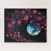 Fleurs de vigne rouge et puzzle de lune (Horizontal)
