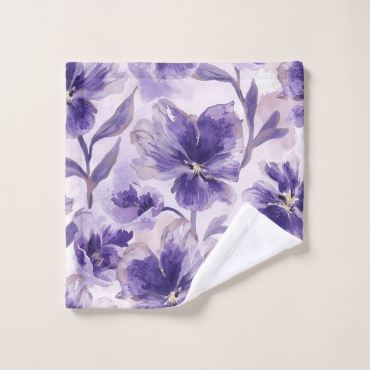 Fleurs de violet aquarelle fleurs violettes peinte (Gant de toilette)