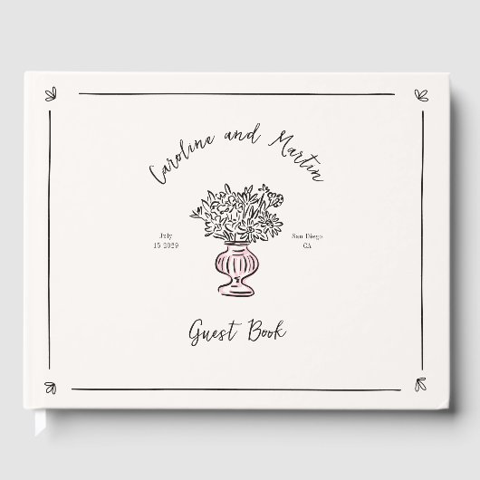 Fleurs de Whimsical, livre d'invité mariage dessin (Recto)