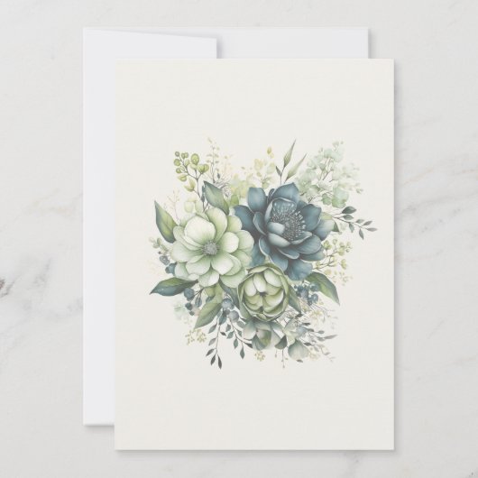 fleurs d'eau bleu vert Faire-part de mariage (Dos)