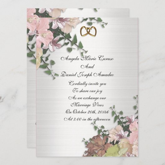 Fleurs d'eau faire-part de mariage (Devant / Derrière)