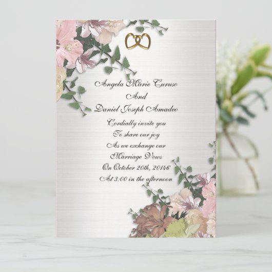 Fleurs d'eau faire-part de mariage (Debout devant)