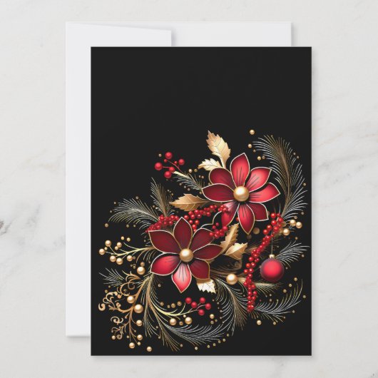 Fleurs décoratives rouges Invitation à la fête de (Dos)