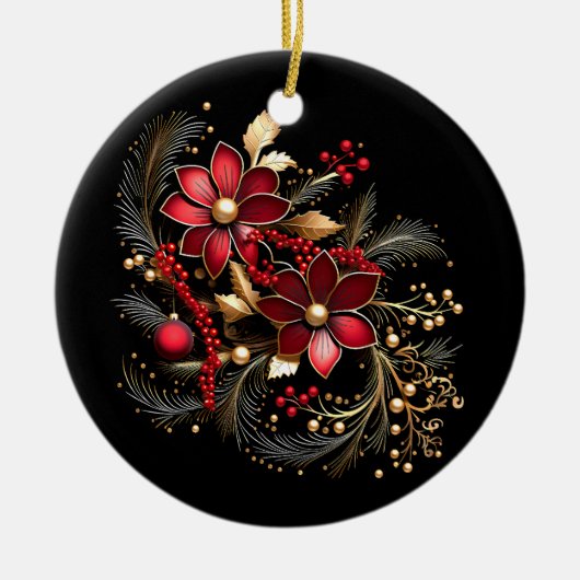 Fleurs décoratives rouges Ornement de vacances (Devant)