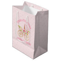 Fleurs décoré bébé berceau moyen sac cadeau