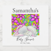 Fleurs d'éléphant Fille Baby shower Étiquette de v (Étiquettes simples)