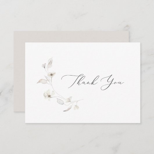 Fleurs délicates Carte de remerciements plat (Devant / Derrière)