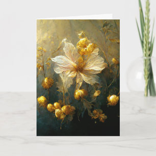 Fleurs délicates dans la carte de voeux Golden Sun