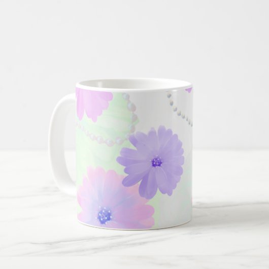 Fleurs délicates et perles de perles de Mug (Devant gauche)