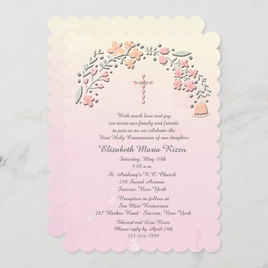 Fleurs délicates Invitation religieuse (Devant / Derrière)