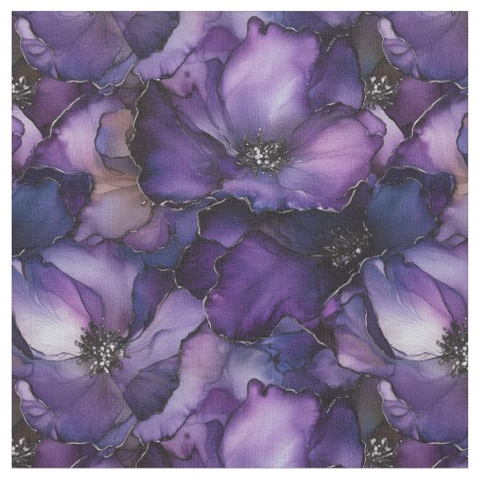 Fleurs d'encre violet tissu (Fermer)