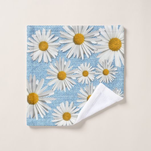 Fleurs denim et Daisy Lumière Mode Jeans tendance (Gant de toilette)