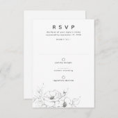 Fleurs Dessin Élégant Mariage minimal RSVP (Devant / Derrière)