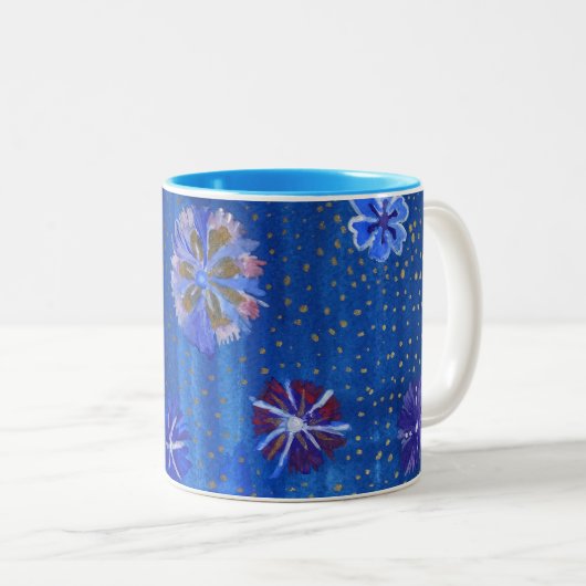 Fleurs Dessin Noir 325 ml Mug à deux tons (Devant droit)