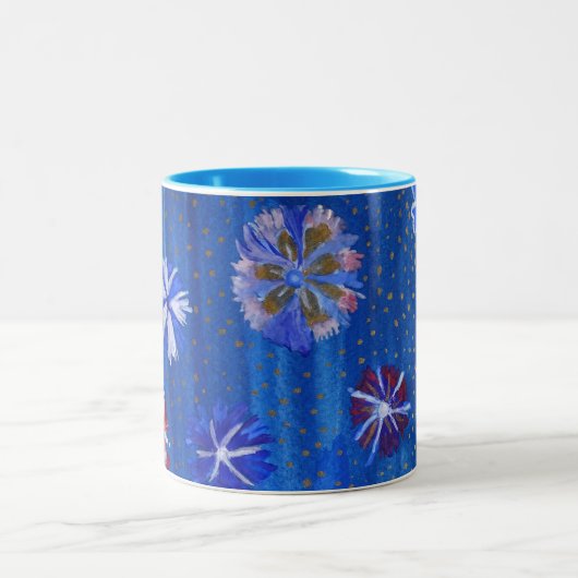 Fleurs Dessin Noir 325 ml Mug à deux tons (Centre)