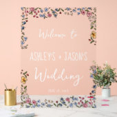 Fleurs dessinées à la main colorée signe de bienve (Mariage)