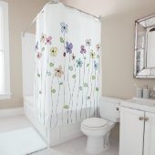 Fleurs dessinées à la main et rideau de douche Lad (En situation)