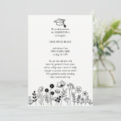 Fleurs dessinées à la main Faire-part de graduatio (Debout devant)