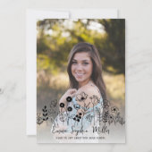 Fleurs dessinées à la main Faire-part de graduatio (Dos)